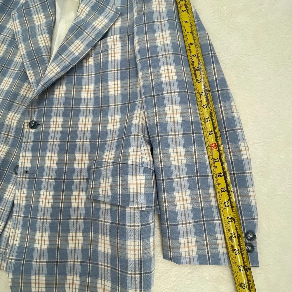 Kuppenheimer Designer Collection Mens Blue Plaid Vintage Sport Coat Blazer 42R